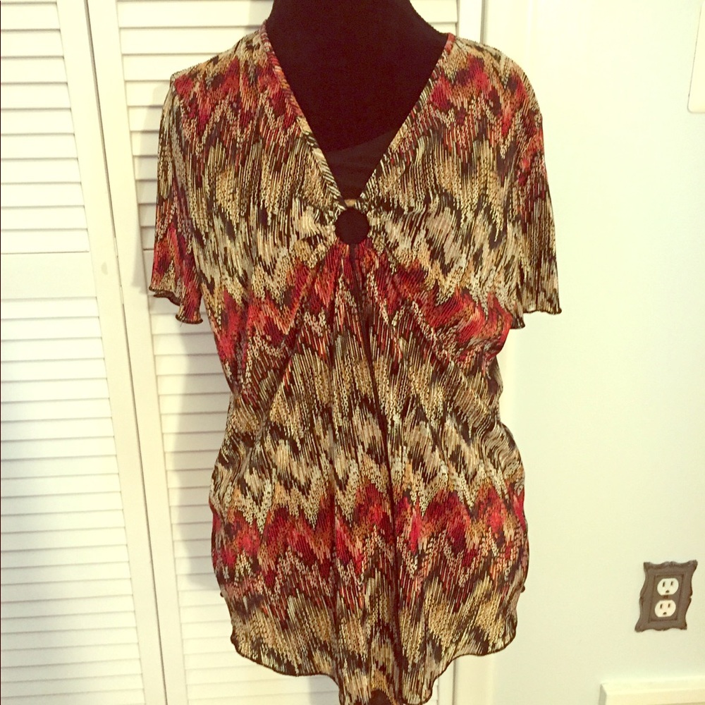 Lane Bryant SZ 14/16 Printed O-Ring Blouse w/Tank
